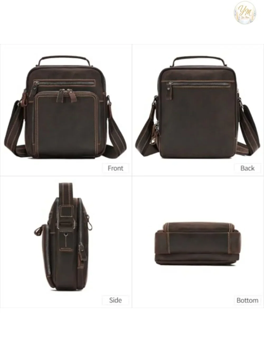 Genuine Leather Small Messenger Bag for Men Vintage Shoulder Crossbody